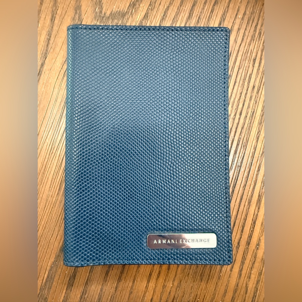 Armani Exchange Navy Blue Textured Passport Holder
